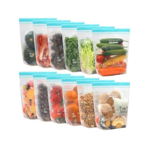 12 Pack Reusable Gallon Freezer Bags Dishwasher Microwave Safe, 1 Gallon BPA Fre - Picture 1 of 4